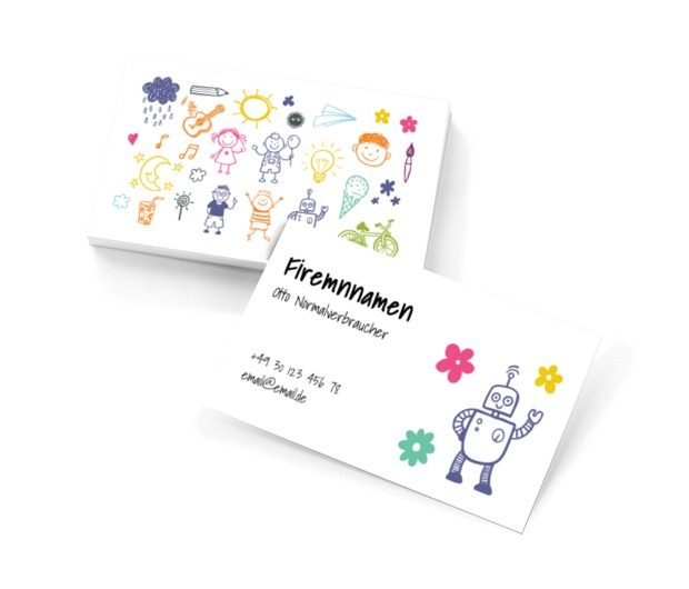 In den Farben der Kinderwelt, Bildung, Kindergarten - Visitenkarten Netprint Online Vorlagen