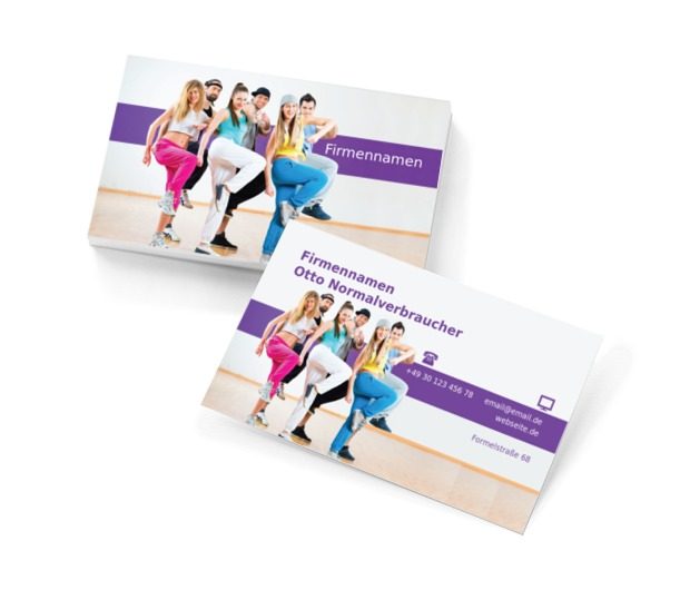 Tänzer im Fitnessstudio, Bildung, Tanzschule - Visitenkarten Netprint Online Vorlagen