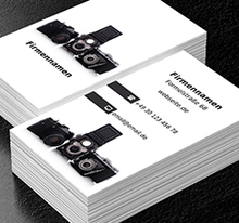 Fotografische Ausrüstung auf dem weißen Hintergrund, Fotografie, Fotogeräte - Visitenkarten Netprint