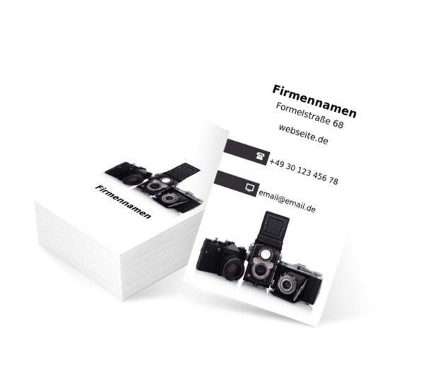 Fotografische Ausrüstung auf dem weißen Hintergrund, Fotografie, Fotogeräte - Visitenkarten Netprint Online Vorlagen