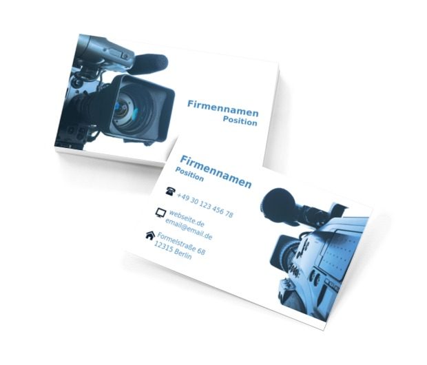 Videokamera mit einem blauen Filter, Fotografie, Video- Aufnahme - Visitenkarten Netprint Online Vorlagen