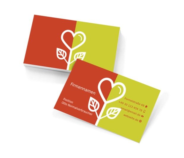 Zwei farbiges Herz, Medizin, Arzt - Visitenkarten Netprint Online Vorlagen