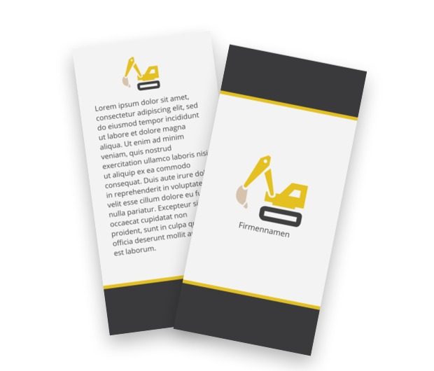 Mit einem gelben Bagger im Hintergrund, Bauwesen, Vermietung von Ausrüstungen - Flyer Netprint Online Vorlagen