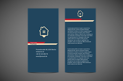 Hütte auf einem blauen Hintergrund, Immobilien, Immobilienbüro - Flyer Netprint