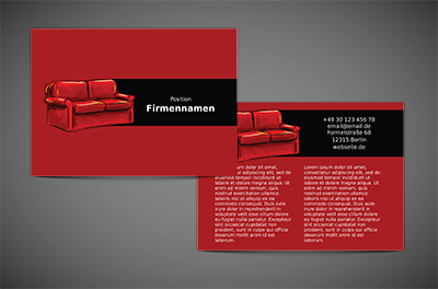 Form, Farbe - rotes Sofa, Verkauf, Möbel - Flyer Netprint