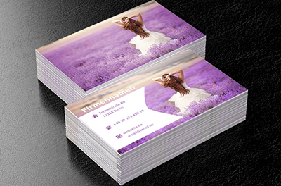 Braut auf dem Lavendelfeld, Verkauf, Brautkleider - Visitenkarten Netprint