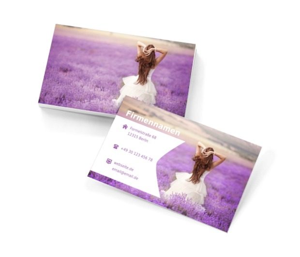 Braut auf dem Lavendelfeld, Verkauf, Brautkleider - Visitenkarten Netprint Online Vorlagen