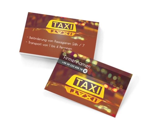 Nacht Taxi, Transport, Taxi - Visitenkarten Netprint Online Vorlagen