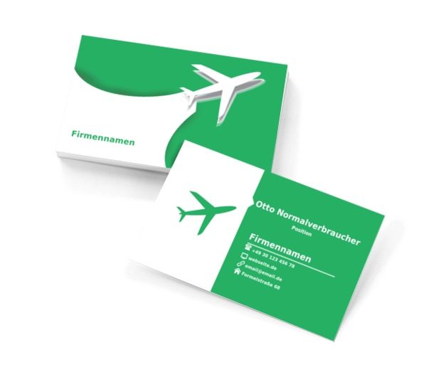 Weißes Flugzeug, Tourismus, Reisebüro - Visitenkarten Netprint Online Vorlagen