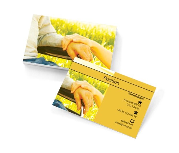 Zwei Hände halten, Dienstleistungen für Haus, Altenpflege - Visitenkarten Netprint Online Vorlagen