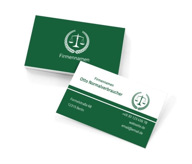 Im Dienste der Gerechtigkeit, Recht, Rechtsanwaltskanzlei - Visitenkarten Netprint Online Vorlagen