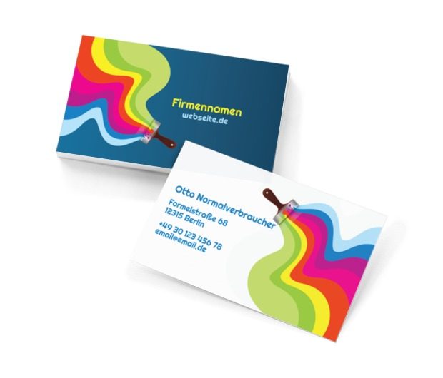 Der farbige Pinsel, Bauwesen, Dienstleistungen im Bereich Maler - Visitenkarten Netprint Online Vorlagen