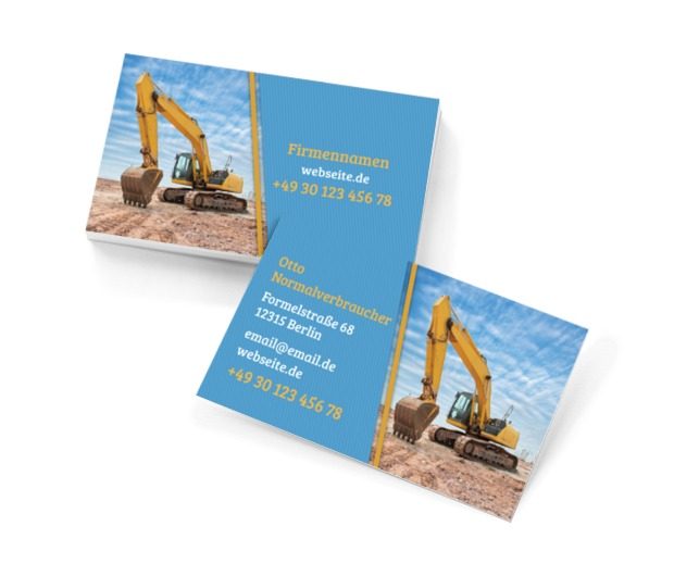 Professionelle Erdarbeiten, Bauwesen, Baufirma - Visitenkarten Netprint Online Vorlagen