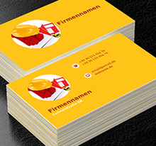 Helm und Handschuhe auf einem gelben Hintergrund, Bauwesen, Baufirma - Visitenkarten Netprint