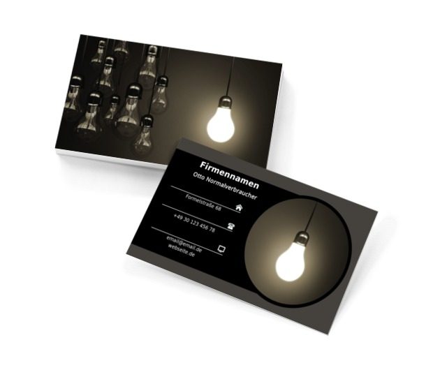 Glühlampen auf einem dunklen Hintergrund, Bauwesen, Beleuchtung - Visitenkarten Netprint Online Vorlagen