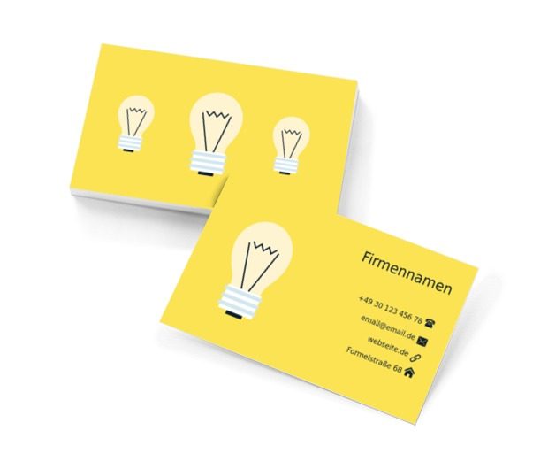 Glühlampen auf einem gelben Hintergrund, Bauwesen, Beleuchtung - Visitenkarten Netprint Online Vorlagen