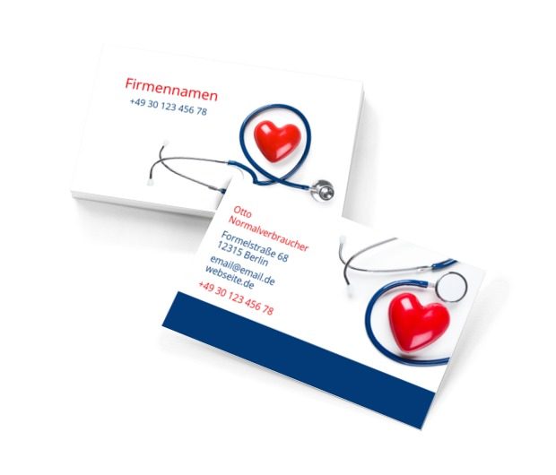 Mit einem Herz für Patienten, Medizin, Arzt - Visitenkarten Netprint Online Vorlagen