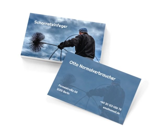 Der Schornsteinfeger weiß, was er tut, Dienstleistungen für Haus, Servicemitarbeiter - Visitenkarten Netprint Online Vorlagen