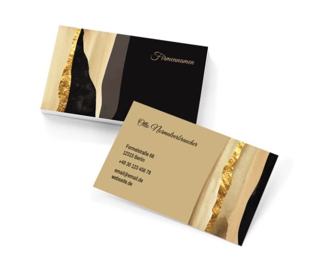 Ein Treffen von Beige und Schwarz mit einem Hauch von Gold, Motive, Hintergründe und Texturen - Visitenkarten Netprint Online Vorlagen