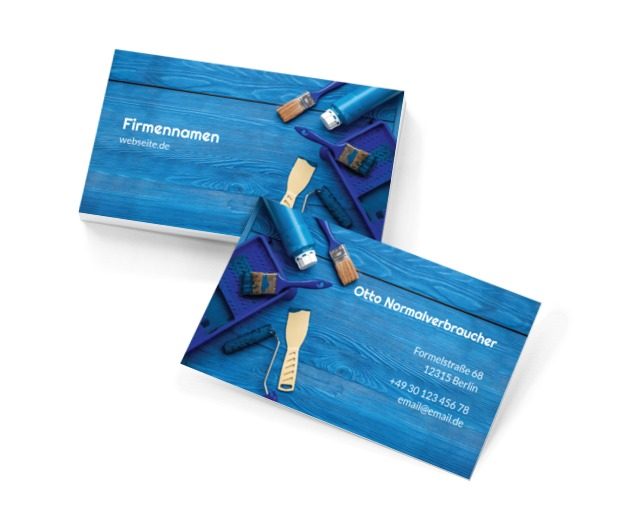 Blauer Malerkoffer, Bauwesen, Renovierung und Innenausstattung - Visitenkarten Netprint Online Vorlagen