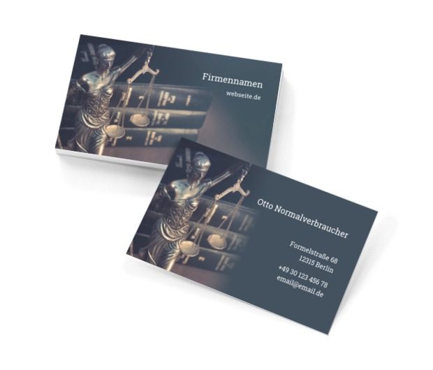Temida hält das Gesetz aufrecht, Recht, Rechtsberater - Visitenkarten Netprint Online Vorlagen