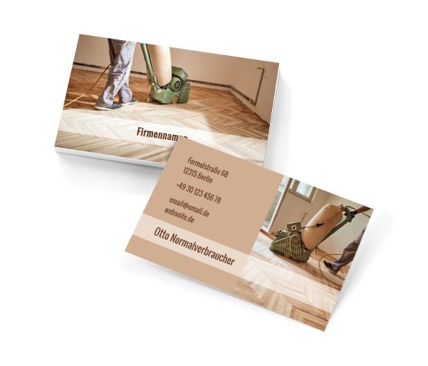 Professionelles Schleifen von Parkett, Bauwesen, Vermietung von Ausrüstungen - Visitenkarten Netprint Online Vorlagen