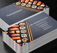 Bunte Sushi-Komposition auf steinernem Hintergrund, Gastronomie, Restaurant - Visitenkarten Netprint