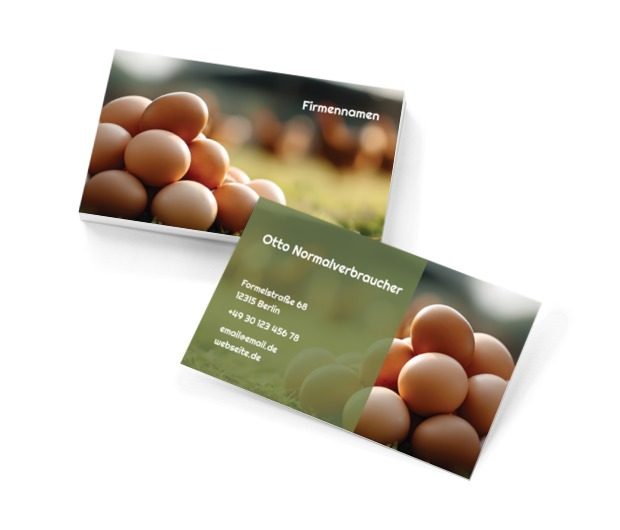 Frische Eier direkt vom Bauernhof, Umwelt und Natur, Tierhaltung - Visitenkarten Netprint Online Vorlagen