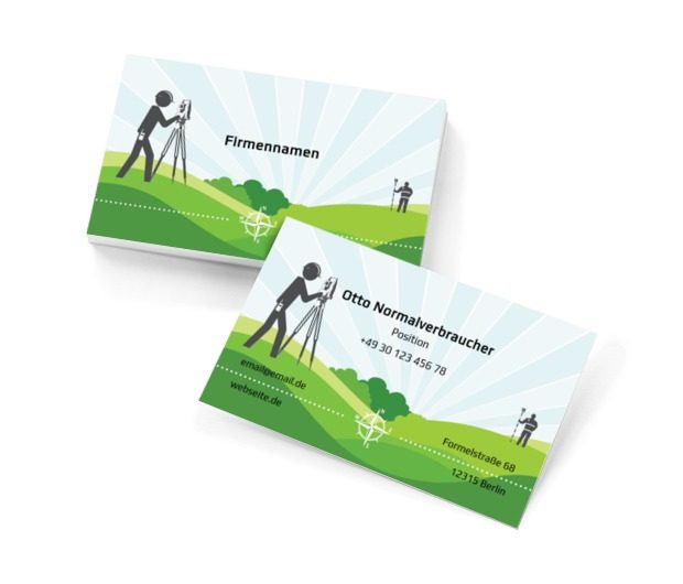 Präzise Vermessung im Gelände und auf der Karte, Umwelt und Natur, Geodäsie - Visitenkarten Netprint Online Vorlagen