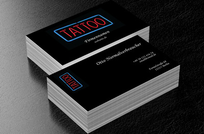 Neon-Stil für ein Tattoo-Studio, Gesundheit und Schönheit, Tattoo Studio - Visitenkarten Netprint
