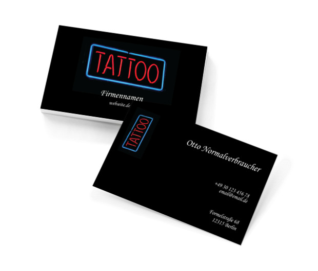 Neon-Stil für ein Tattoo-Studio, Gesundheit und Schönheit, Tattoo Studio - Visitenkarten Netprint Online Vorlagen