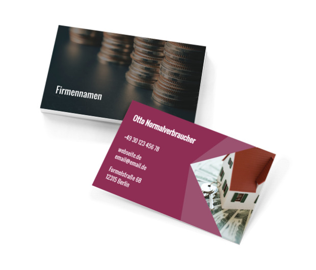 Finanzierung auf dem Weg zum Eigenheim, Finanzen und Versicherungen, Kredite/ Darlehen - Visitenkarten Netprint Online Vorlagen