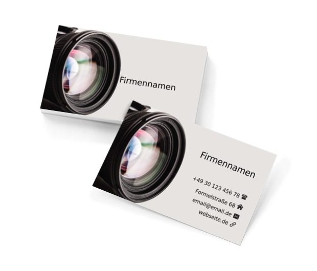 Fotografisches Objektiv auf dem weißen Hintergrund, Fotografie, Fotogeräte - Visitenkarten Netprint Online Vorlagen