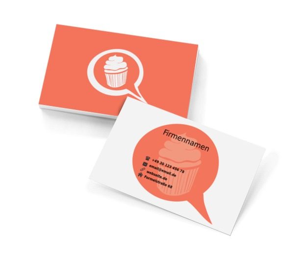 Cupcake in einer Sprechblase, Gastronomie, Konditorei - Visitenkarten Netprint Online Vorlagen