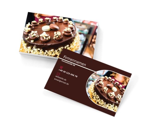 Schokoladenbrauner Hintergrund, Gastronomie, Konditorei - Visitenkarten Netprint Online Vorlagen