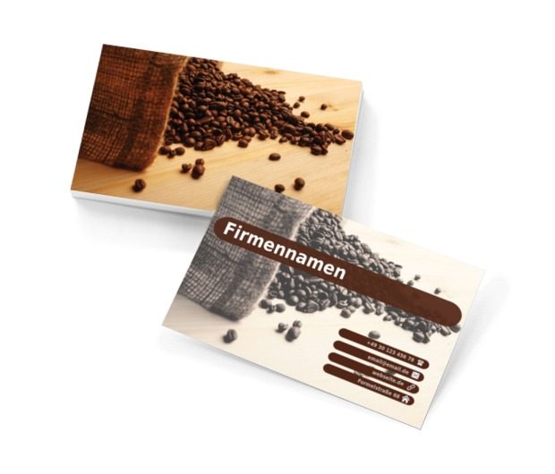 Jutesack mit aromatischem Kaffee, Gastronomie, Café - Visitenkarten Netprint Online Vorlagen
