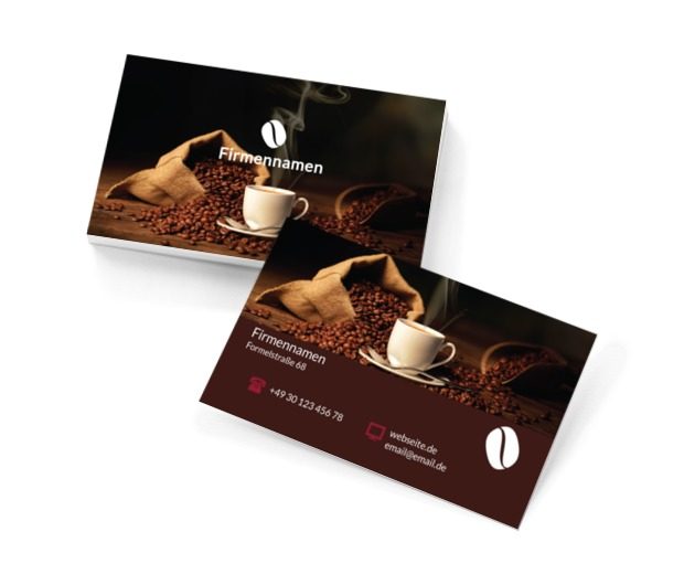 Eine Tasse frischer Kaffee, Gastronomie, Café - Visitenkarten Netprint Online Vorlagen