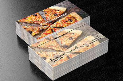 Pizza auf dem Tisch, Gastronomie, Pizzeria - Visitenkarten Netprint