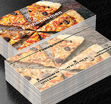 Pizza auf dem Tisch, Gastronomie, Pizzeria - Visitenkarten Netprint