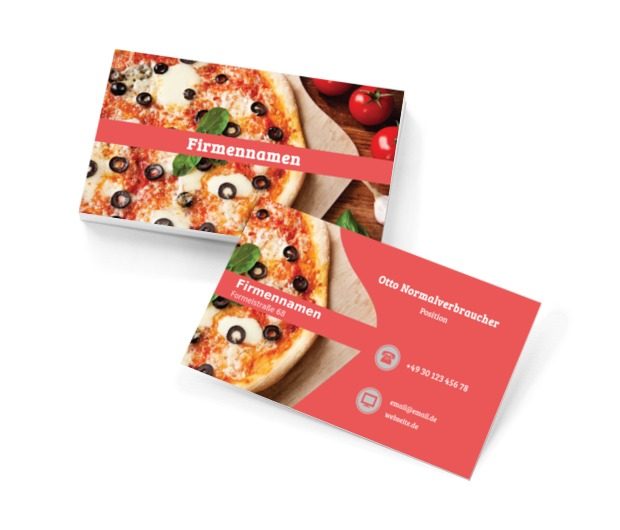 Leckere Pizza, Gastronomie, Pizzeria - Visitenkarten Netprint Online Vorlagen