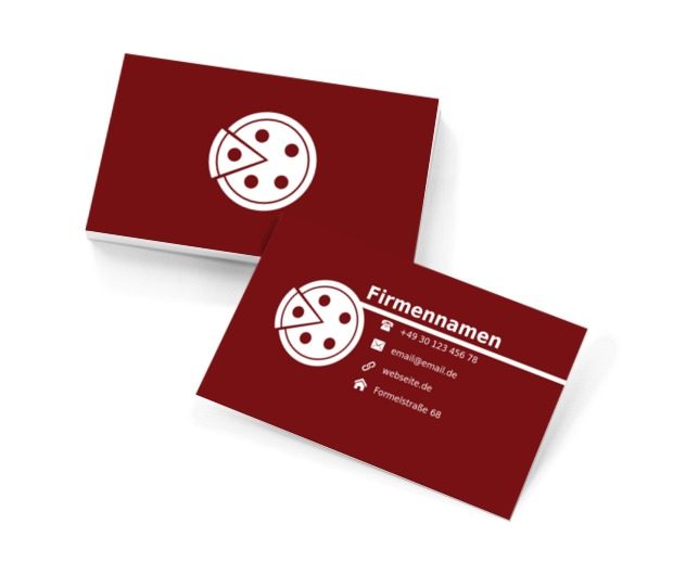 Weiße Pizza auf einem braunen Hintergrund, Gastronomie, Pizzeria - Visitenkarten Netprint Online Vorlagen