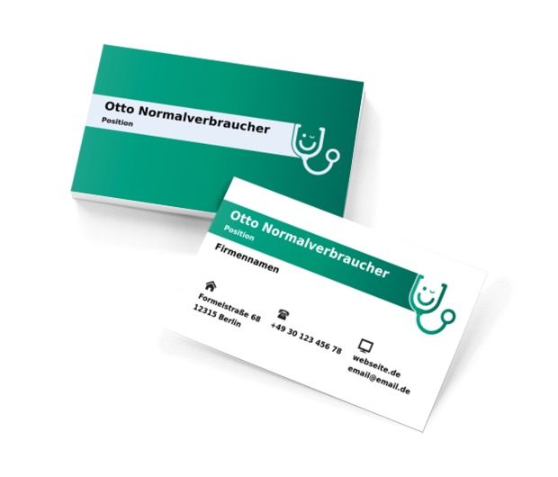 Fröhliches Stethoskop, Medizin, Arzt - Visitenkarten Netprint Online Vorlagen