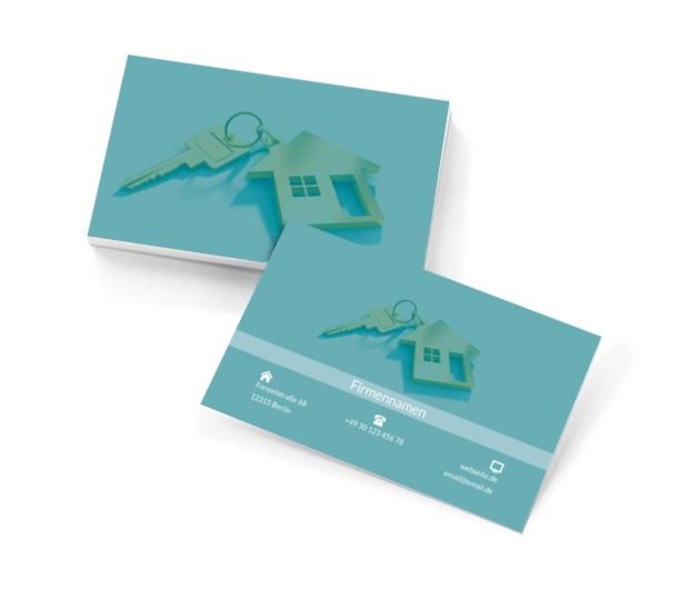 Haus mit einem Schlüssel, Immobilien, Vermietung von Wohnungen - Visitenkarten Netprint Online Vorlagen