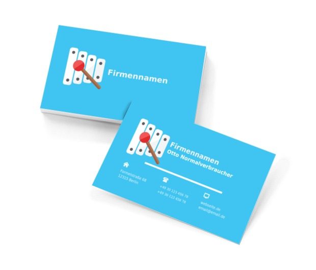Becken auf einem blauen Hintergrund, Unterhaltung, Musikgeschäft - Visitenkarten Netprint Online Vorlagen