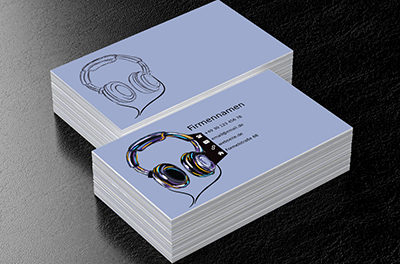 Kopfhörer auf blauem Grund, Unterhaltung, Musikgeschäft - Visitenkarten Netprint