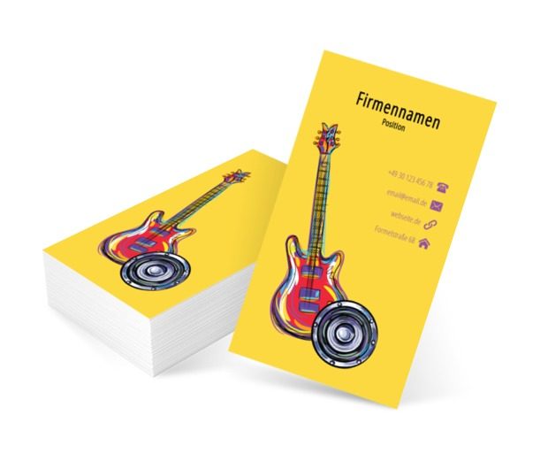 Bunte Gitarre, Unterhaltung, Musikgruppe - Visitenkarten Netprint Online Vorlagen