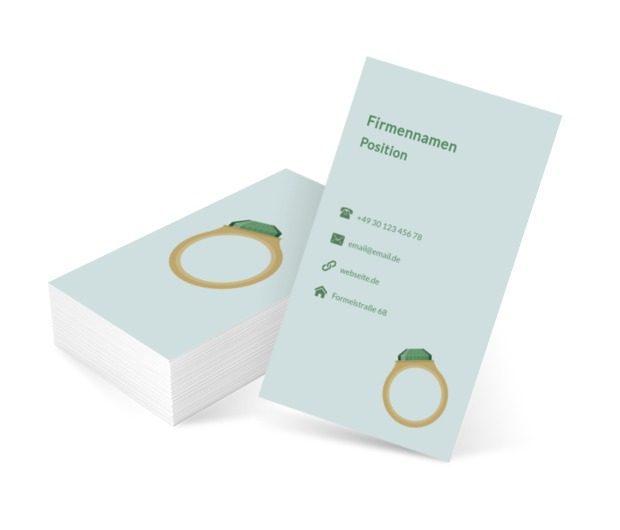 Ring mit grünem Stein, Verkauf, Juwelier - Visitenkarten Netprint Online Vorlagen