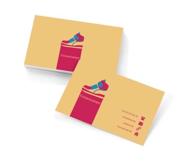 Bunter Schuh auf einem gelben Hintergrund, Verkauf, Schuhe - Visitenkarten Netprint Online Vorlagen