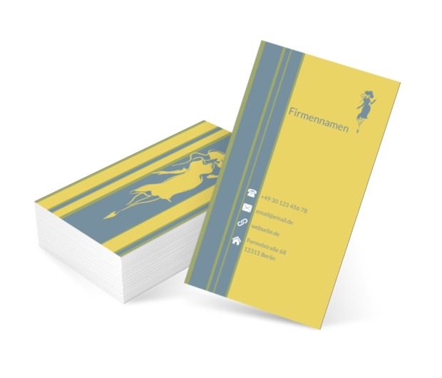 Gelbe Silhouette einer Frau, Verkauf, Bekleidung - Visitenkarten Netprint Online Vorlagen