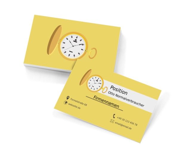 Goldene alte Uhr, Verkauf, Uhrmacher - Visitenkarten Netprint Online Vorlagen